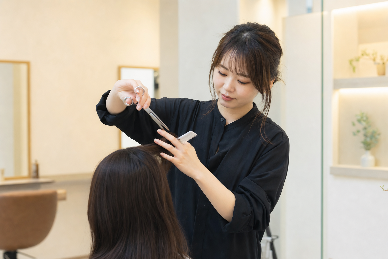 M8で施術するスタイリスト
